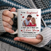 Tasse photo personnalisée pour couple - Je t'ai rencontré, je t'ai aimé, je t'aime